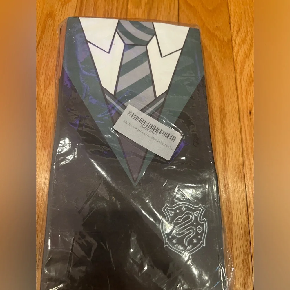 Green and Black Striped Tie with Crest Harry Potter favor bags and stickers